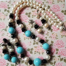 Load image into Gallery viewer, Premium Pearl and Stone Necklace &amp; Earring Sets
